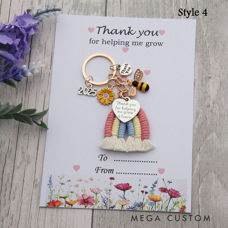 Personalized Rainbow and Bee Keychain Teacher's Day Gift for Teachers