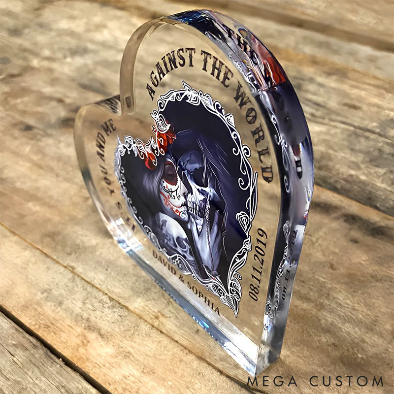 Personalized Ghost Couple Its You AND Me Heart Shaped Acrylic Plaque with Name Anniversary Gift Valentines Day Gift for Girlfriend Boyfriend