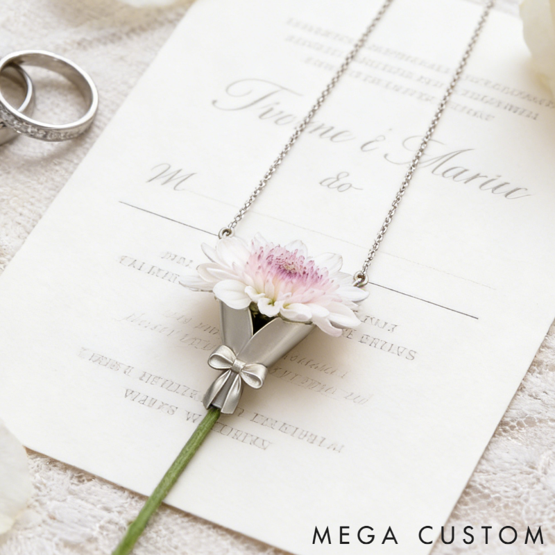 Personalized Customizable Floral Necklace Refreshing Vibe Unique Gift Choice DIY Flower Bouquet Pendant for Her