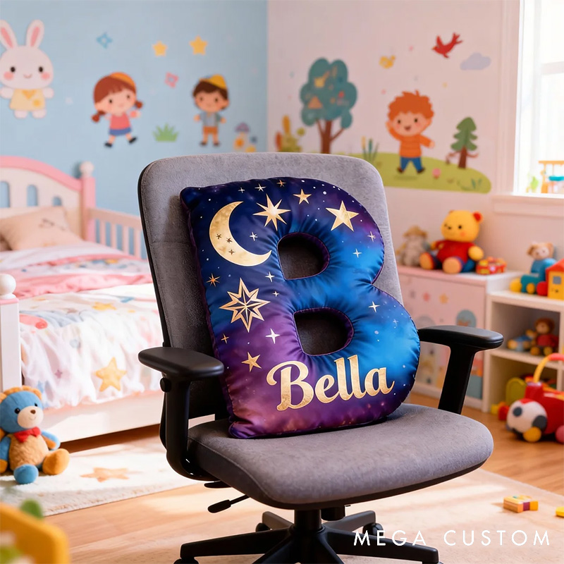 Personalized Cartoon Magic Letter Pillow with Name Soft Stuffed Toy for Kids Unique Decorative Cushion for Room