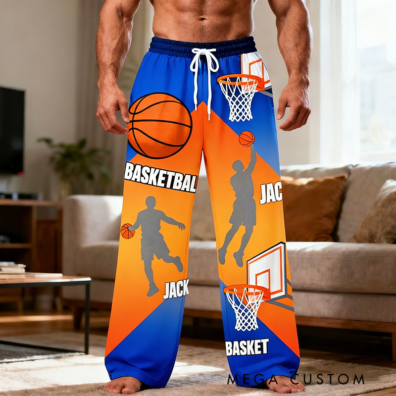 Personalized Basketball Themed Design Lounge Pants with Custom Name for Players and Enthusiasts