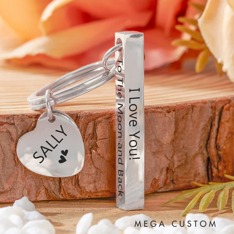 Personalized Drive Safe Keychain Metal Keyring Bar Keychain Valentine's Day Gift for Couple Key Chain Anniversary Gift for Dad New Driver Gifts
