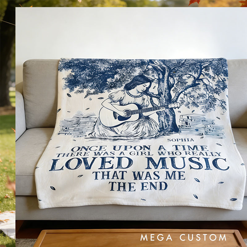Personalized Guitar Girl Soft Throw Blanket with Name Perfect for Her Guitar Lovers Music Enthusiasts Birthday Anniversary Performance Gifts