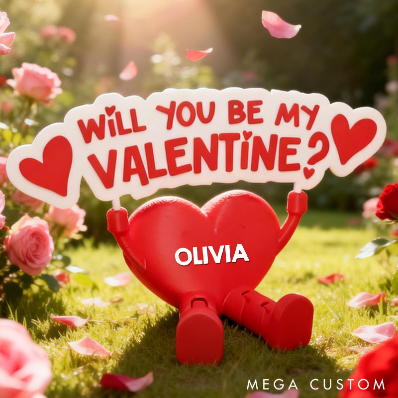 Personalized Valentine's Day Heart Decor with Dangling Legs Custom 3D Printed Will You Be My Valentine Table Sign Anniversary Valentines Day Gift