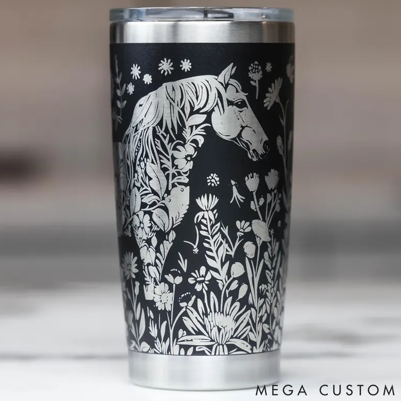 Personalized Pet Lover Floral Horse 20oz Tumbler