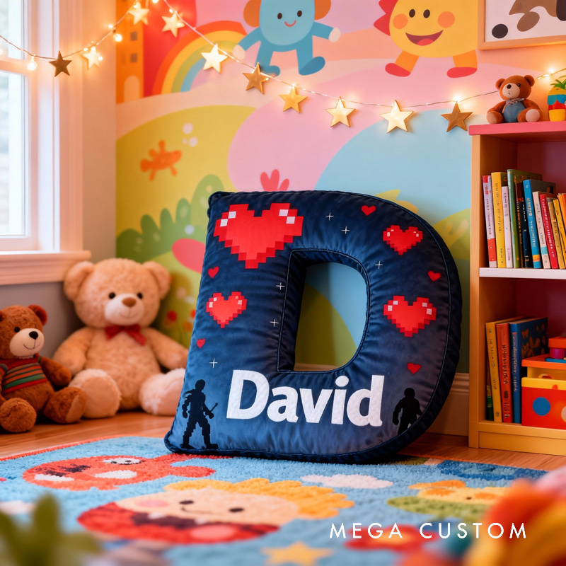 Personalized Love Pixels Game Couple Letter Pillow with Name Perfect Gift for Gamers and Kids for Valentine's Day Anniversary Confession birthday