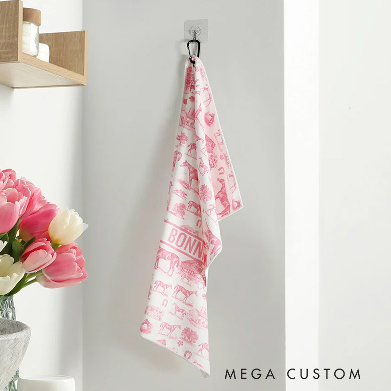 Personalized Horse Theme Soft Quick Dry Sport Towel Beach Towel with Text Gym Pool Essentials Birthday Gift for Equestrian Enthusiasts Riding Lovers