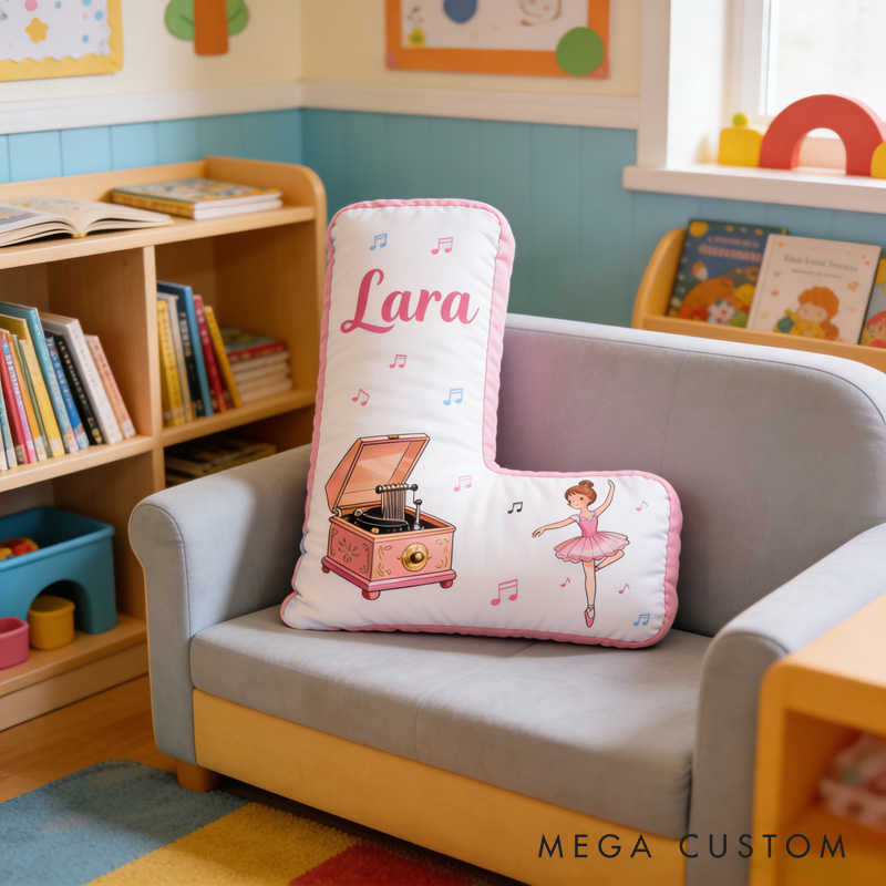 Personalized Ballet Dancers Letter Pillow with Name Soft Stuffed Toy for Kids and Ballet Dancer Unique Decorative Cushion for Girls' Room