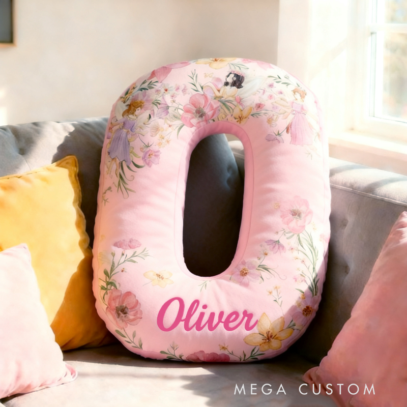 Personalized Flower Fairy Initial Name Pillow Christmas Gift for Kids