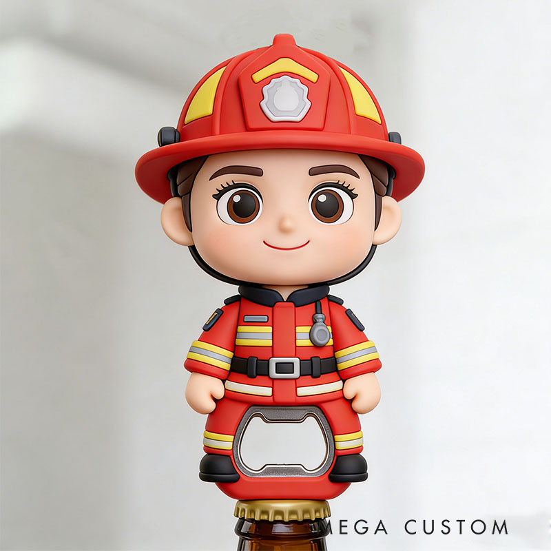 Personalized Firefighter 3D Face Bottle Opener Bachelorette Parties & Bar Decor