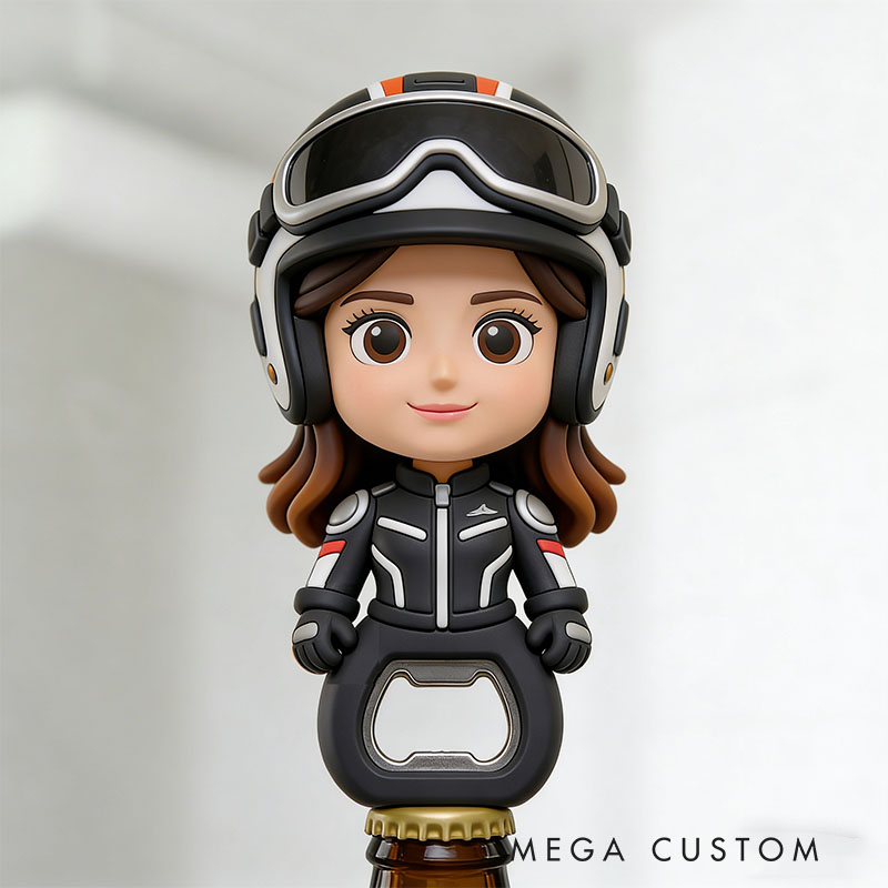 Personalized Motorcycle Rider 3D Face Bottle Opener Bachelorette Parties & Bar Decor