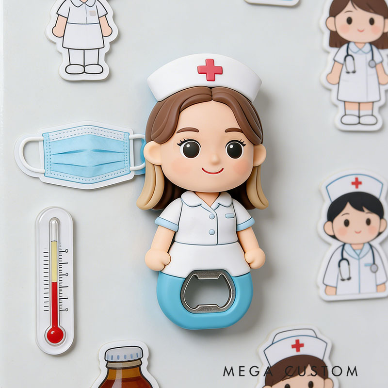 Personalized Nurse 3D Face Bottle Opener Bachelorette Parties & Bar Decor