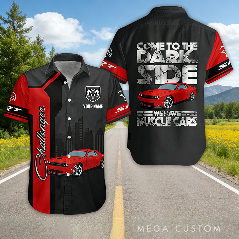 Personalized Name Muscle Car Shirt Personalized All Over Printed Button Up Racing Garage wear Gift for Car Lovers