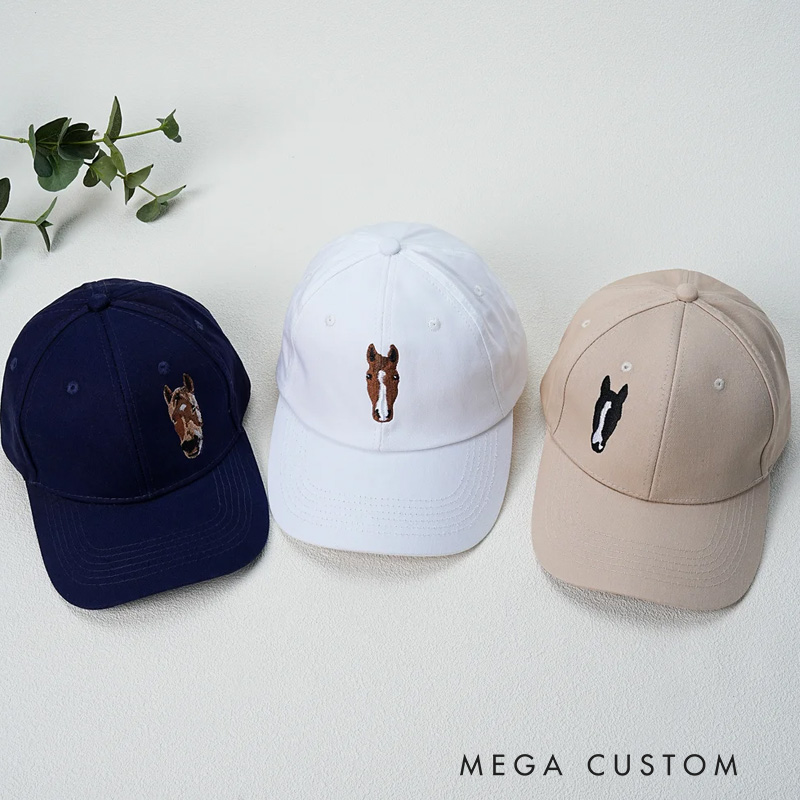 Personalized Embroidered Horse Face Photo Baseball Cap with Birthday Christmas Gift for Friends Equestrian Enthusiasts Riding Lovers