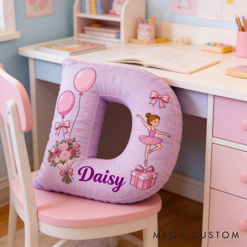 Personalized Ballet Dancers Flower Letter Pillow with Name Soft Stuffed Toy for Kids and Lover for Valentine's Day Anniversary birthday