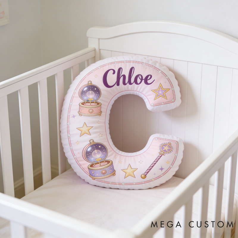 Personalized Cartoon Magic Letter Pillow with Your Name Soft Stuffed Toy for Kids Unique Decorative Cushion for Girls' Room
