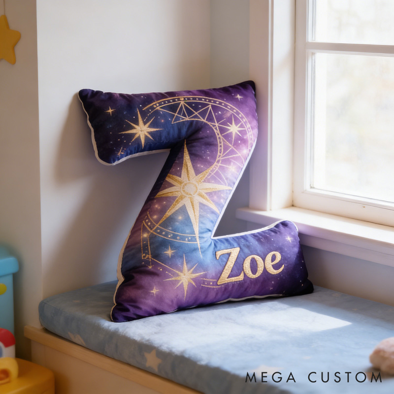 Personalized Magic Letter Pillow Decorated with Name for Kids Magic Lovers Unique Decorative Cushion for Girls' Room