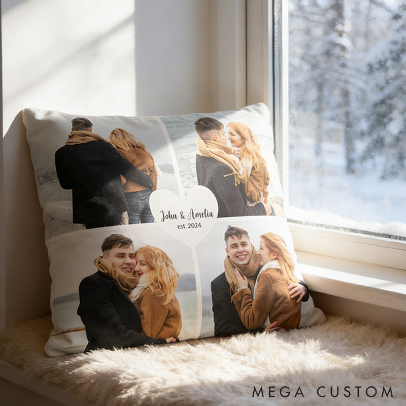 Personalized Couple Custom Photo Throw Pillow Home Pillow Valentine's Day gift for Husband Wife Romantics Anniversary Gift for Him Her