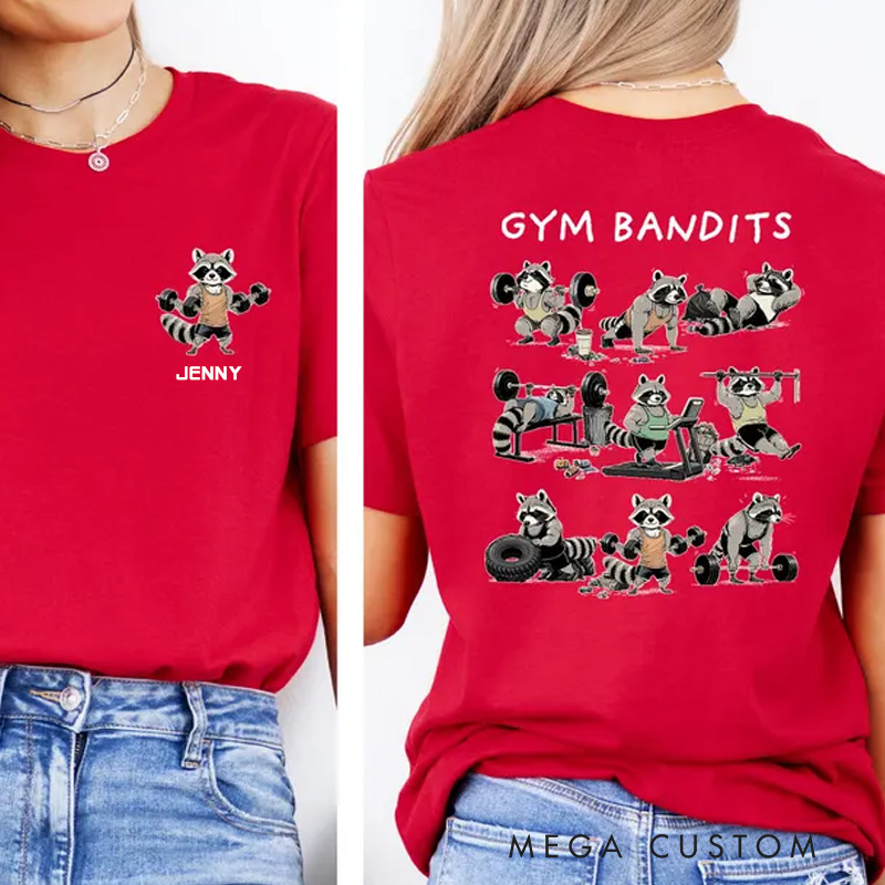 Personalized Funny Raccoon Gym T-shirt Gym Bandits Raccoon Workout Shirt for Fitness Enthusiasts Bodybuilders and Gym Lovers