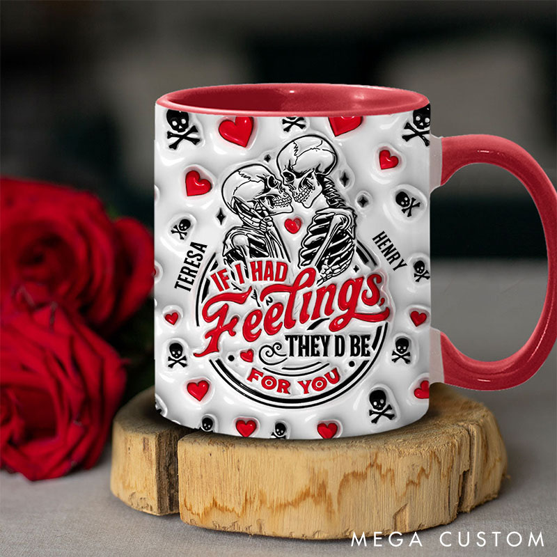 Personalized Skeleton Couple Mug If I Had Feelings They’d Be for You Couple Gothic Accent Mug Valentine's Gift