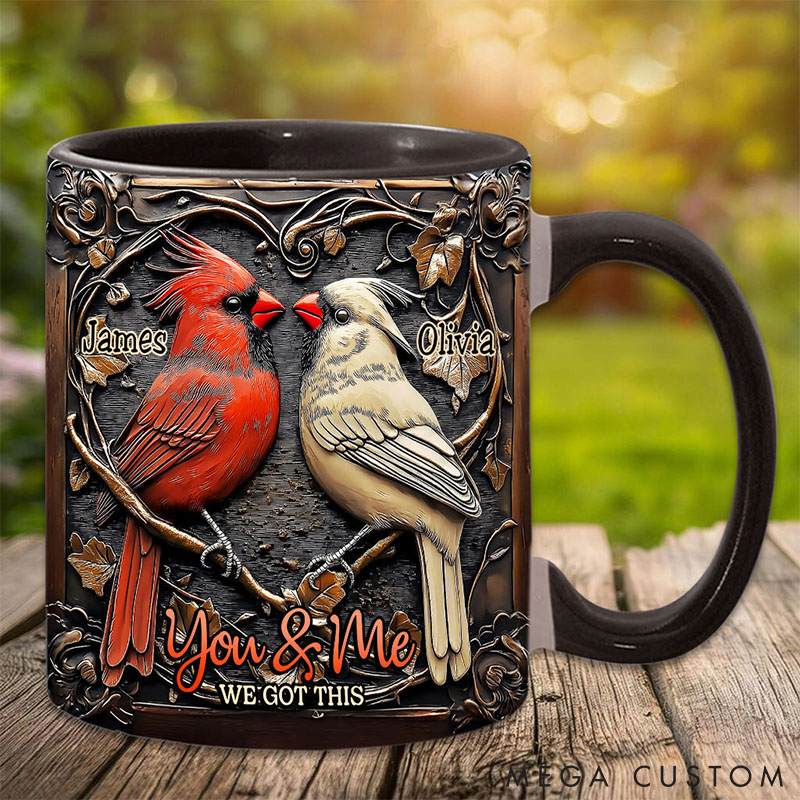 Personalized Cardinal Bird Couple Mug You & Me We Got This Couple Love Bird Coffee Cup Anniversary Valentine's Gift