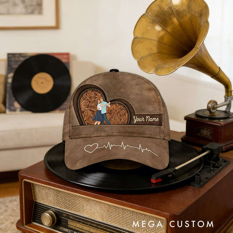 Personalized Name and Photo Cartoon Baseball Cap for Lover Family Perfect Couple Dance Lovers Custom Gift Hat with Unique Design for Valentine's Day Anniversary