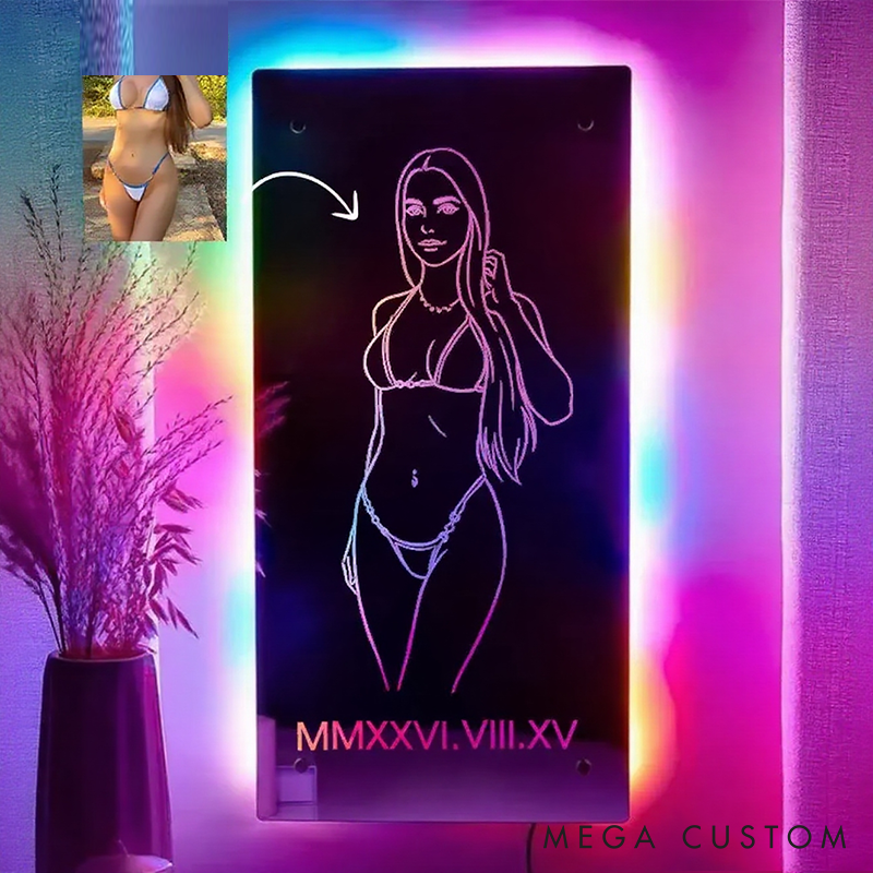 Personalized Name Seductive Mirror LED Light Valentine's Gift For Her Wife Gift Girlfriend Gift