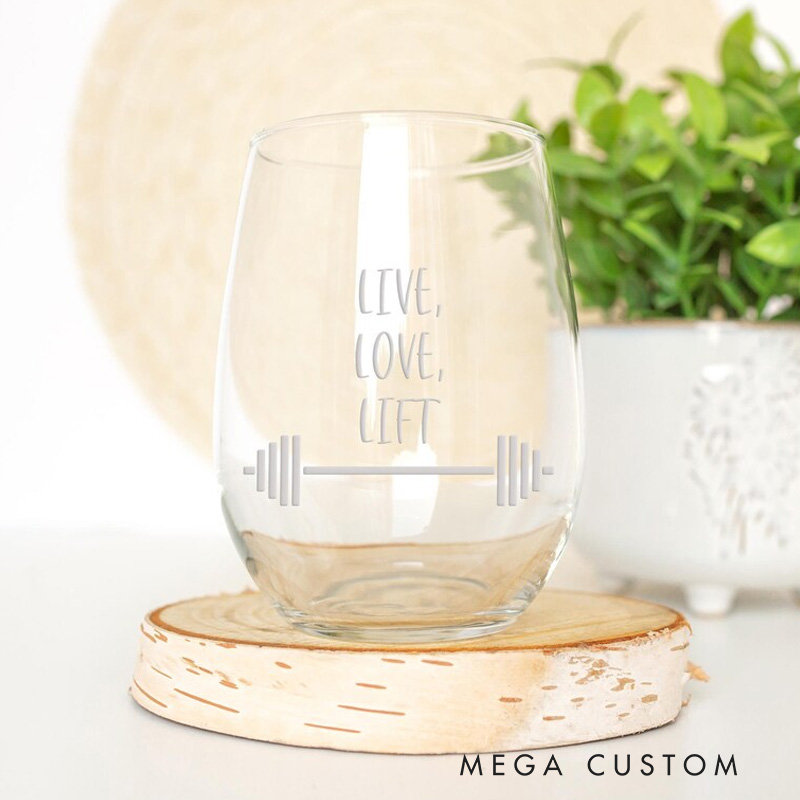 Personalized Barbell Stemless Wine Glasses Whiskey Wine Beer Glassware Gift Fitness Gift for Gym Lover