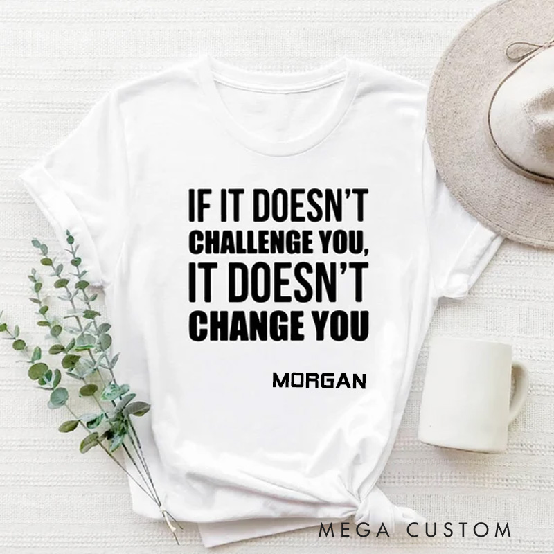 Personalized Gym Classic T-Shirt If It Doesnt Challenge You It Doesnt Change You Shirt for Fitness Enthusiasts Bodybuilders and Gym Lovers