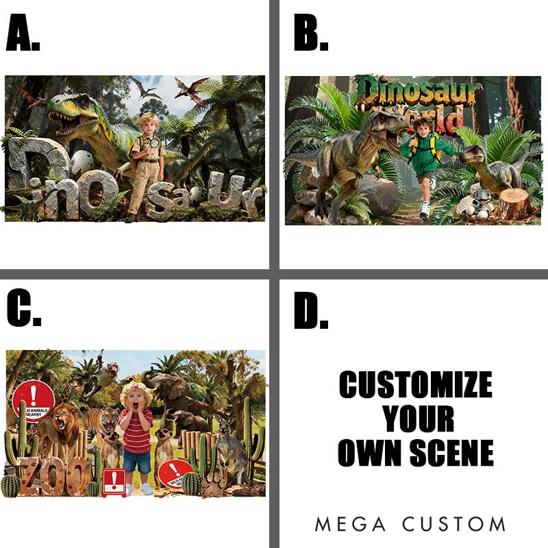 Personalized Jurassic-era Dinosaur 3D Acrylic Forest Photo Customization