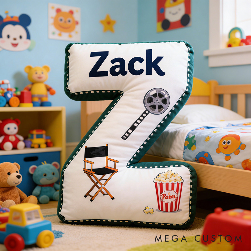 Personalized Popcorn Movie Viewing Letter Pillow for Movie Lovers Initial Pillow Christmas Birthday Party Gift for Kids and Movie Lovers