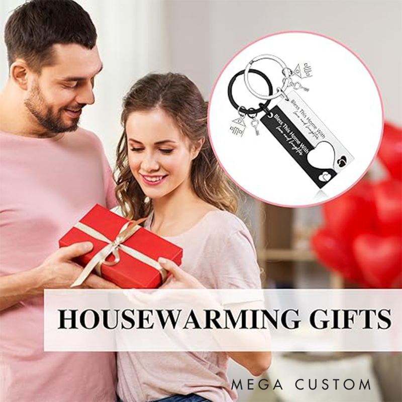 Personalized Home Key Couples Keychain Set 2pc Engraved Custom Initials Practical Housewarming Gift