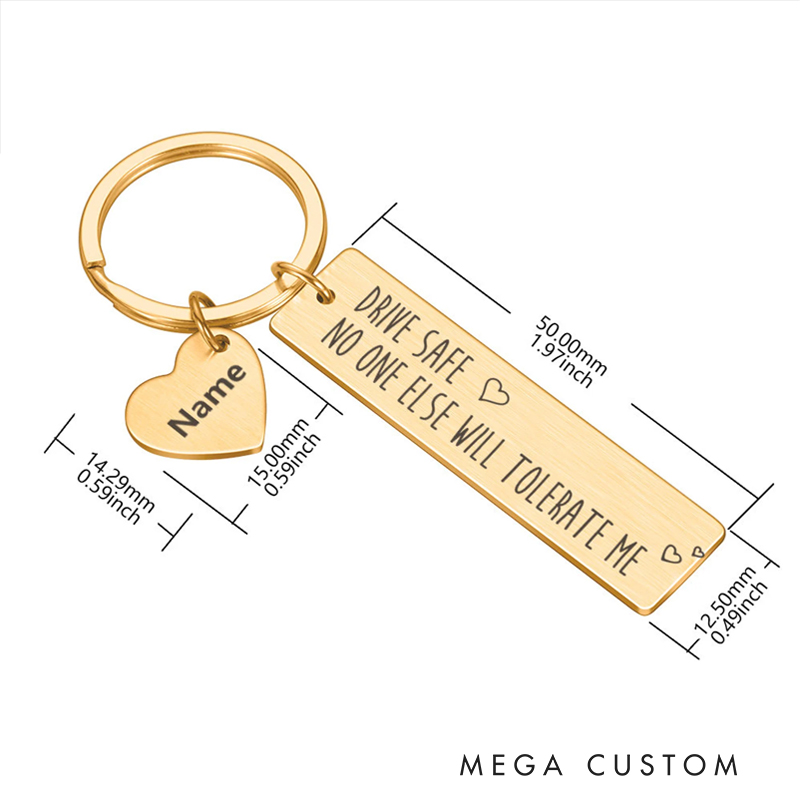 Personalized Safe Driving Keychain Custom text Meaningful Gift for Beloved