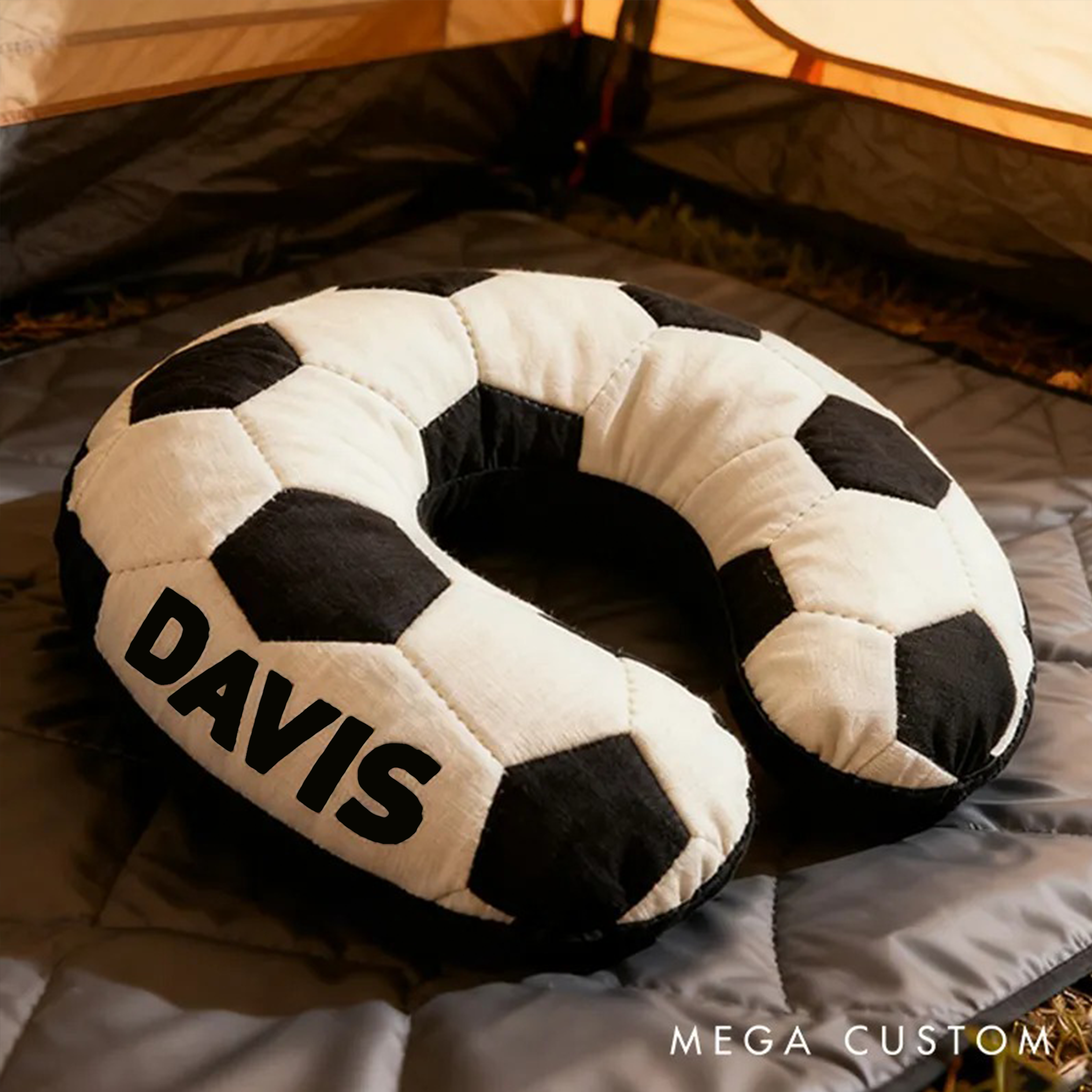Personalized Soccer U-Shaped Pillow with Custom Name for Soccer Fans