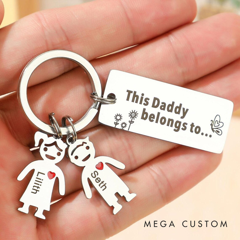 Personalized Family Keychain Custom Kids Pets Names Engraved Perfect Gift for Family Members