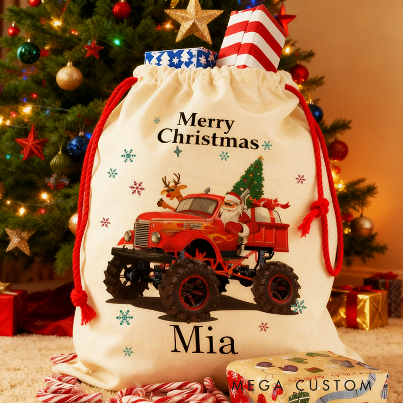 Personalized Rcing Santa Sack Custom Name Racing Christmas Gift Bag for Racers and Racing Lovers