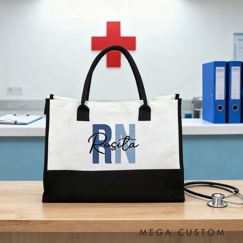 Personalized RN Nurse Tote Bag Custom Name Bag Thoughtful Gift for RN Nurses