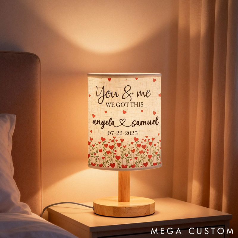 Personalized You And Me We Got This Fabric Lamp Custom Couple Table Lamp Valentine's Gift Floral Night Light 