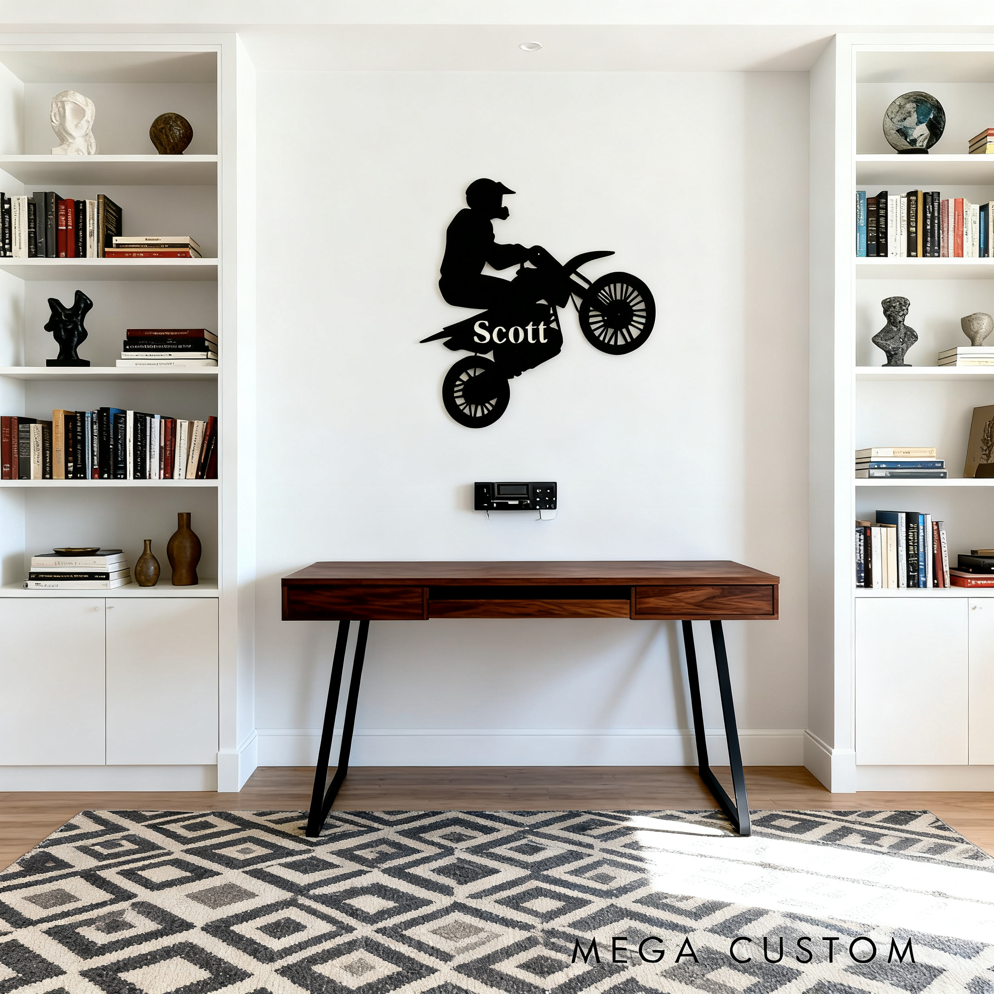 Personalized Motorcycle Gifts Custom Metal Wall Art with Rider Silhouette and Name for Biker Home Garage Decor