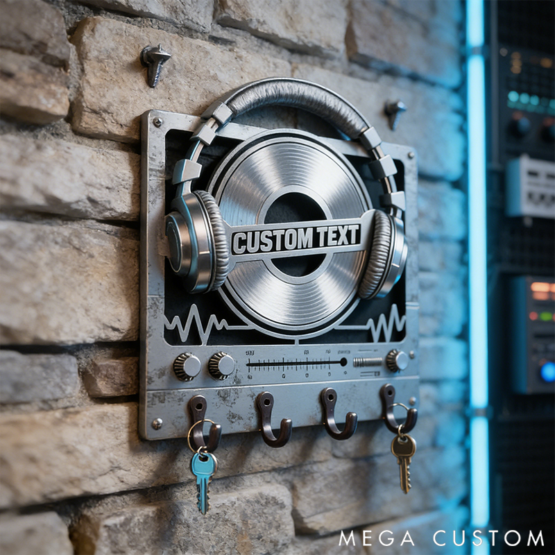 Personalized Metal Keychain with DJ Headphone Design Gift for Music Lovers