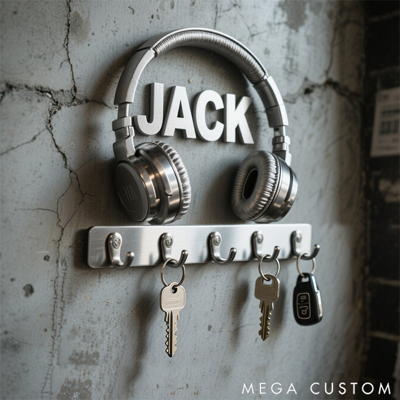 Personalized Headphones Wall Hook Decoration Made of Metal Gift for Music Lovers