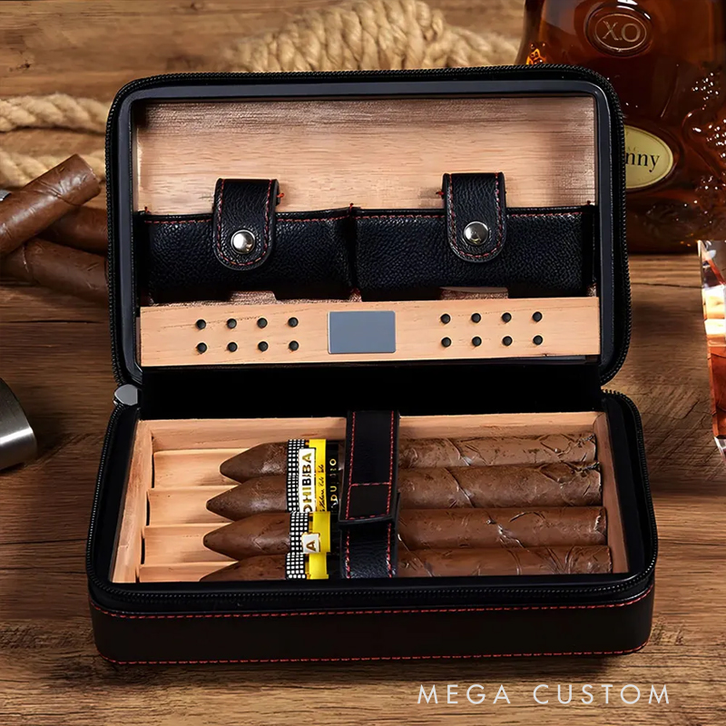 Personalized Leather Cigar Humidor Case Humidor Cigar Case Travel Cigar Case Gift for Him Custom Engraved Gift for Him