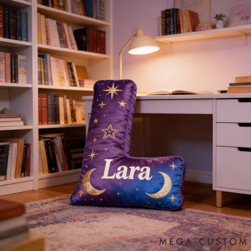 Personalized Gradient Colors Cartoon Magic Letter Pillow with Name Soft Stuffed Toy for Kids Unique Decorative Cushion for Room