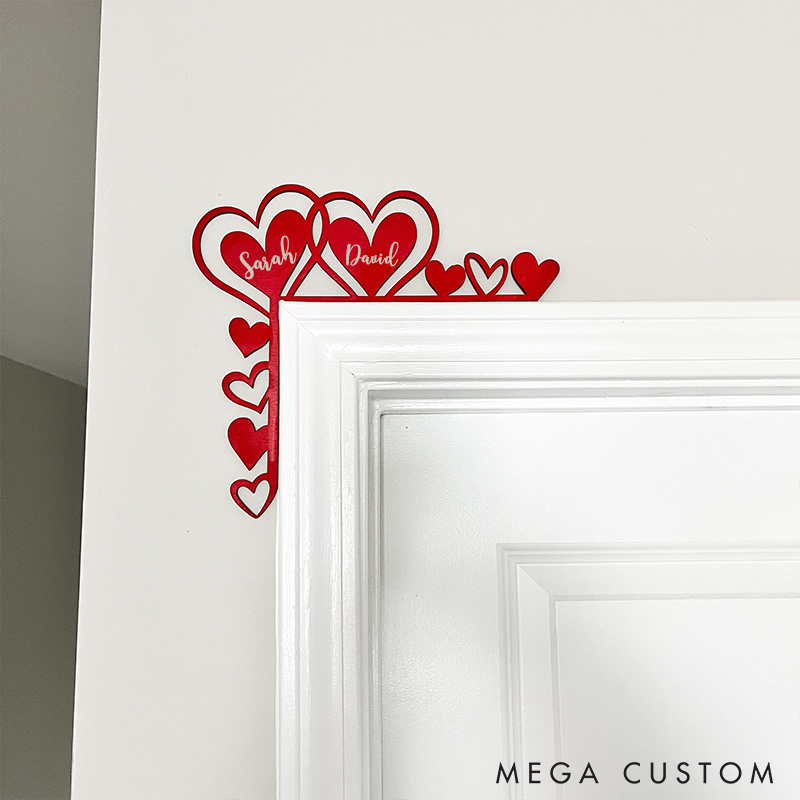 Personalized Couple Red Heart Door Corner Wood Sign Romantic Love Our Happy Corner Together Couple Home Decor Valentines Gift for Couple for Wife Husband