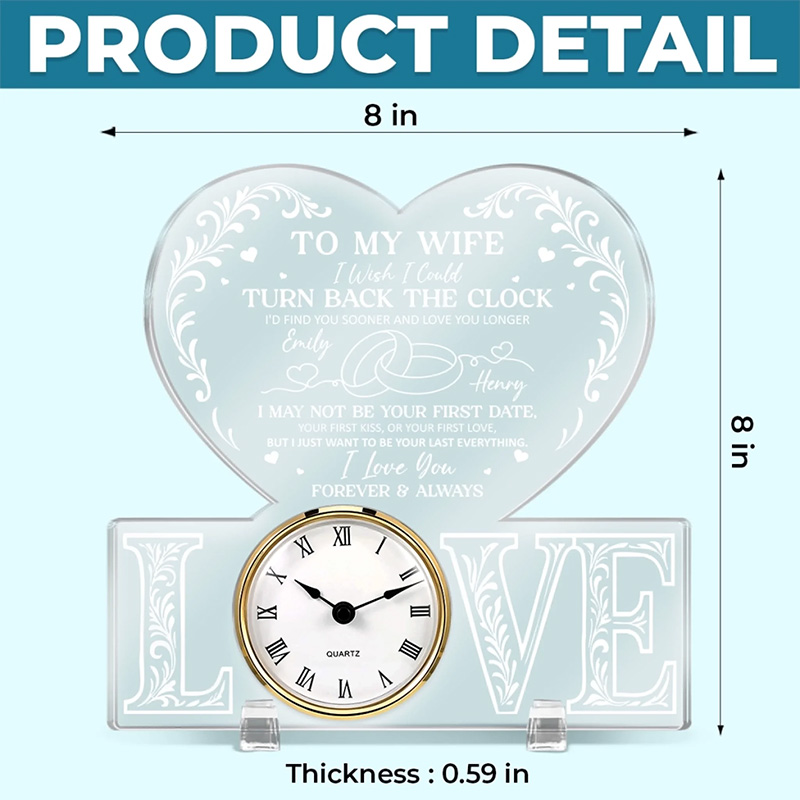 Personalized Couple I Wish I Could Turn Back The Clock Acrylic Desk Clock Custom Newlyweds Desk Clock Anniversary Gift Valentines Day Gift for Him Her