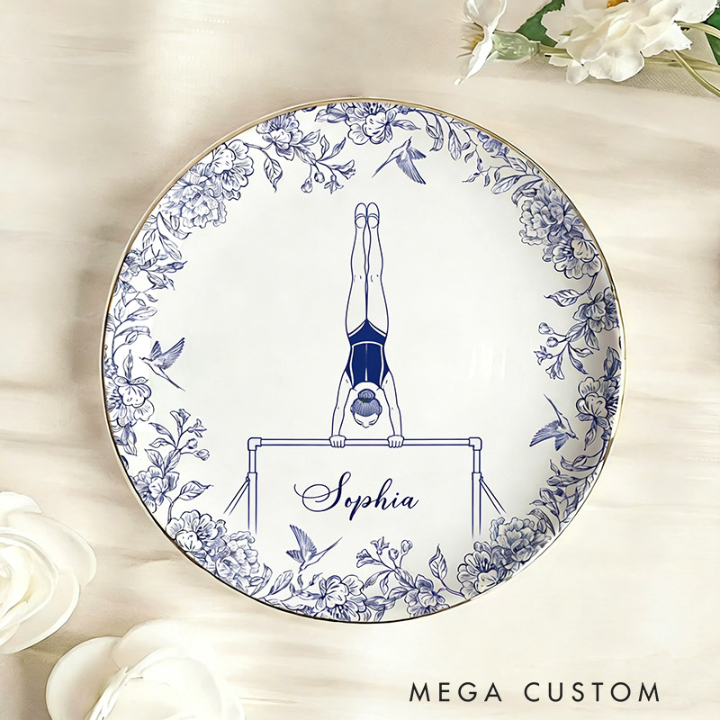 Personalized Gymnastics Girl Jewelry Dish Gymnastics Gift For Little Girls Gymnastics Coach Recital Gifts Gymnast Trinket Tray Gymnastics Team Ring Holder