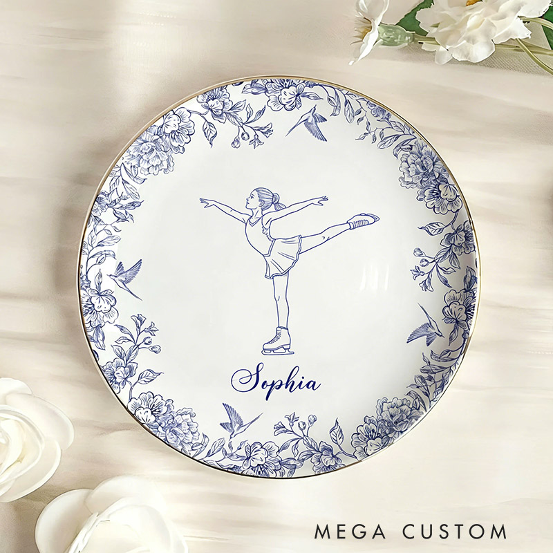 Personalized Figure Skating Girl Jewelry Dish Gift for Girls Figure Skating Coach Recital Gifts Figure Skater Trinket Tray Figure Skating Team Ring Holder