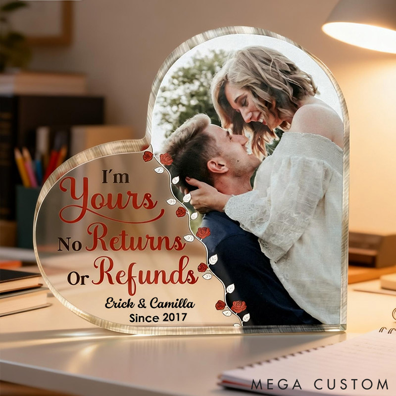 Personalized Photo Heart-Shaped Acrylic Plaque Anniversary Gift for Couple Custom Heart Acrylic Plaque for Valentine's Day Couple Gift