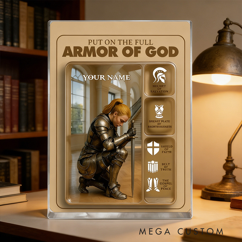 Personalized Put the Full Armor of God Acrylic Block with Custom Name Religious Christian Gift Faith Gift for Women and Girls