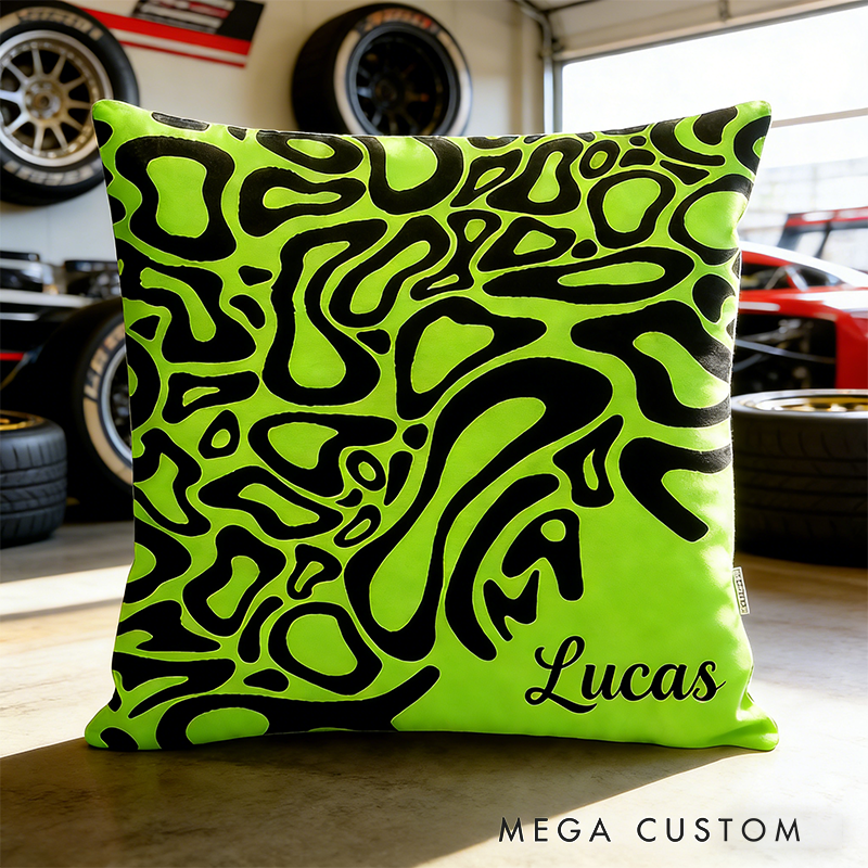 Personalized Racing Gifts Custom Name Pillow with 3D Graphic Print Choose Color Car Pattern Cushion for Racing Fans